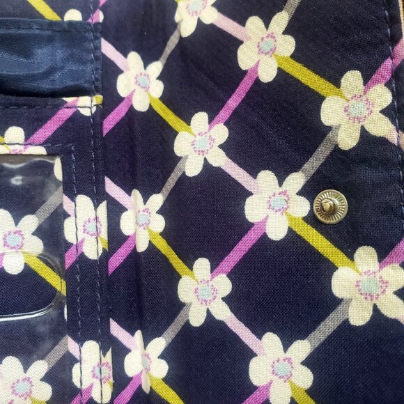 Vera Bradley Floral Wallet Navy Pink Flowers Quilted ID Card Holder Coin Purse - Picture 5 of 6